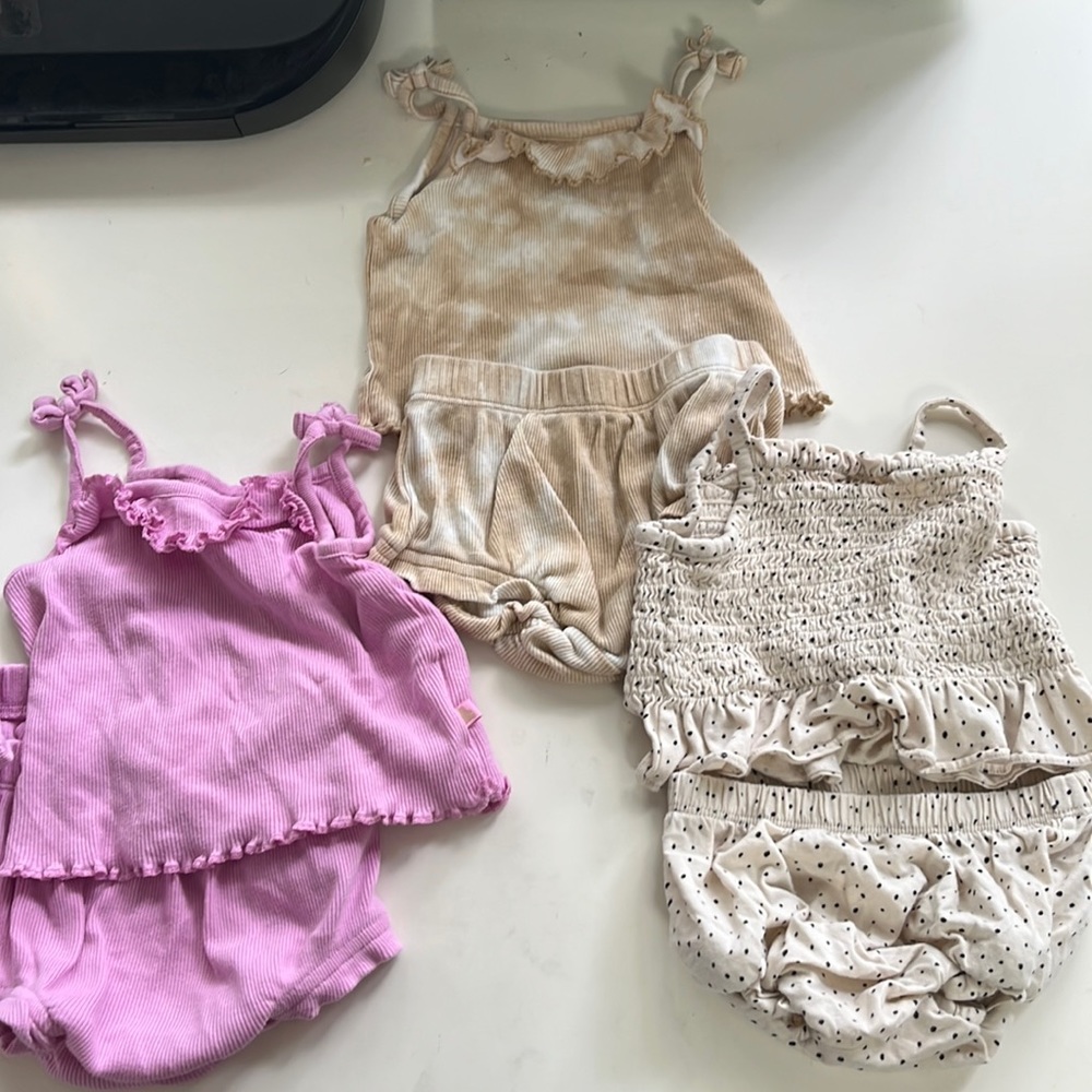 Baby Gap Rib Knit Tank Top Bloomers Summer Outfit Two Piece Set LOT for all 3!